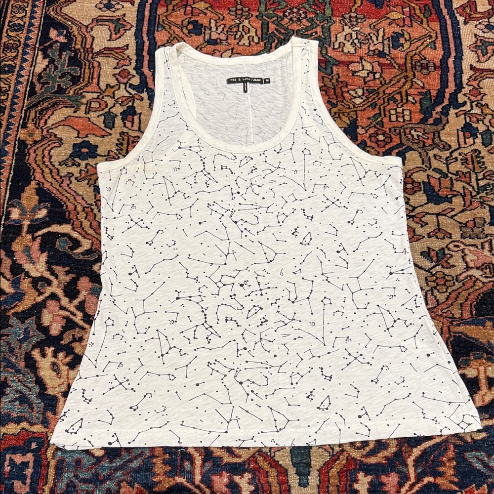 rag & bone White Tank Top with Constellation Design